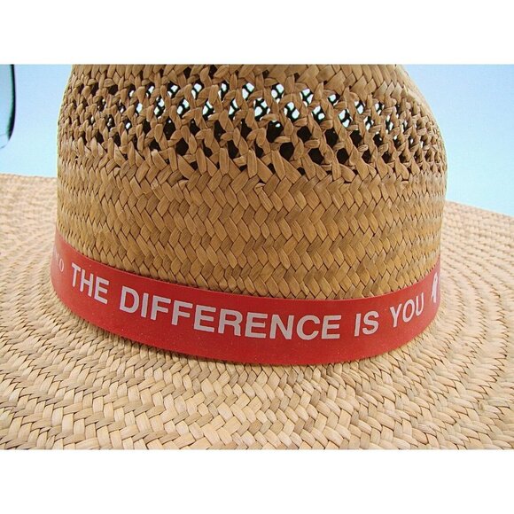 Amsco Logo Banded Straw Hat The Difference is You Fly Away Sun Beach Rockabilly - Picture 8 of 10